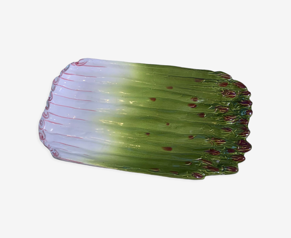 Plat à asperges en céramique émaillée barbotine made in Italy