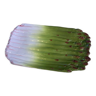 Asparagus dish in glazed ceramic slip made in italy