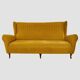 Mid-Century Three Seats Velvet Yellow Sofa, in the style of Gio Ponti