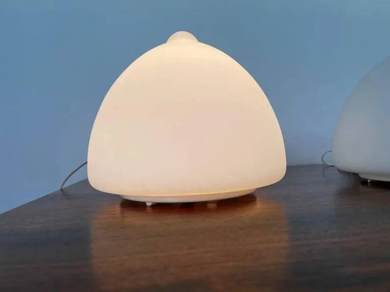 Pair of Czech Opaline Glass Sculptural Table Lamps, 1970s