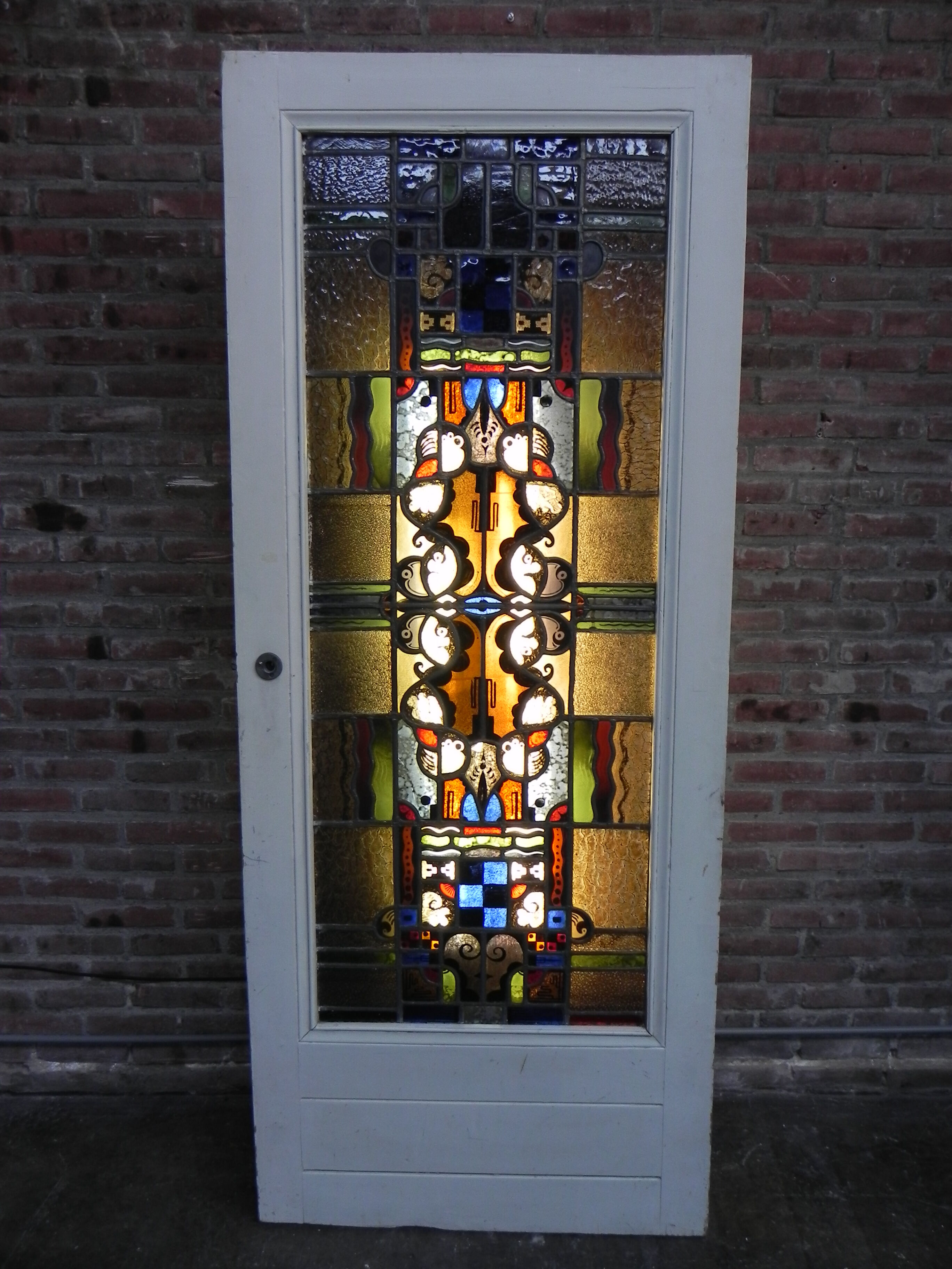 Porte intérieure avec vitrail art déco