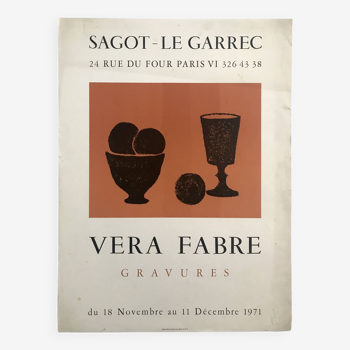 Véra fabre, galerie sagot-le garrec, 1971. original lithograph poster