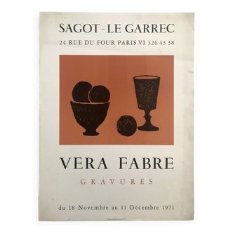 Véra fabre, galerie sagot-le garrec, 1971. original lithograph poster