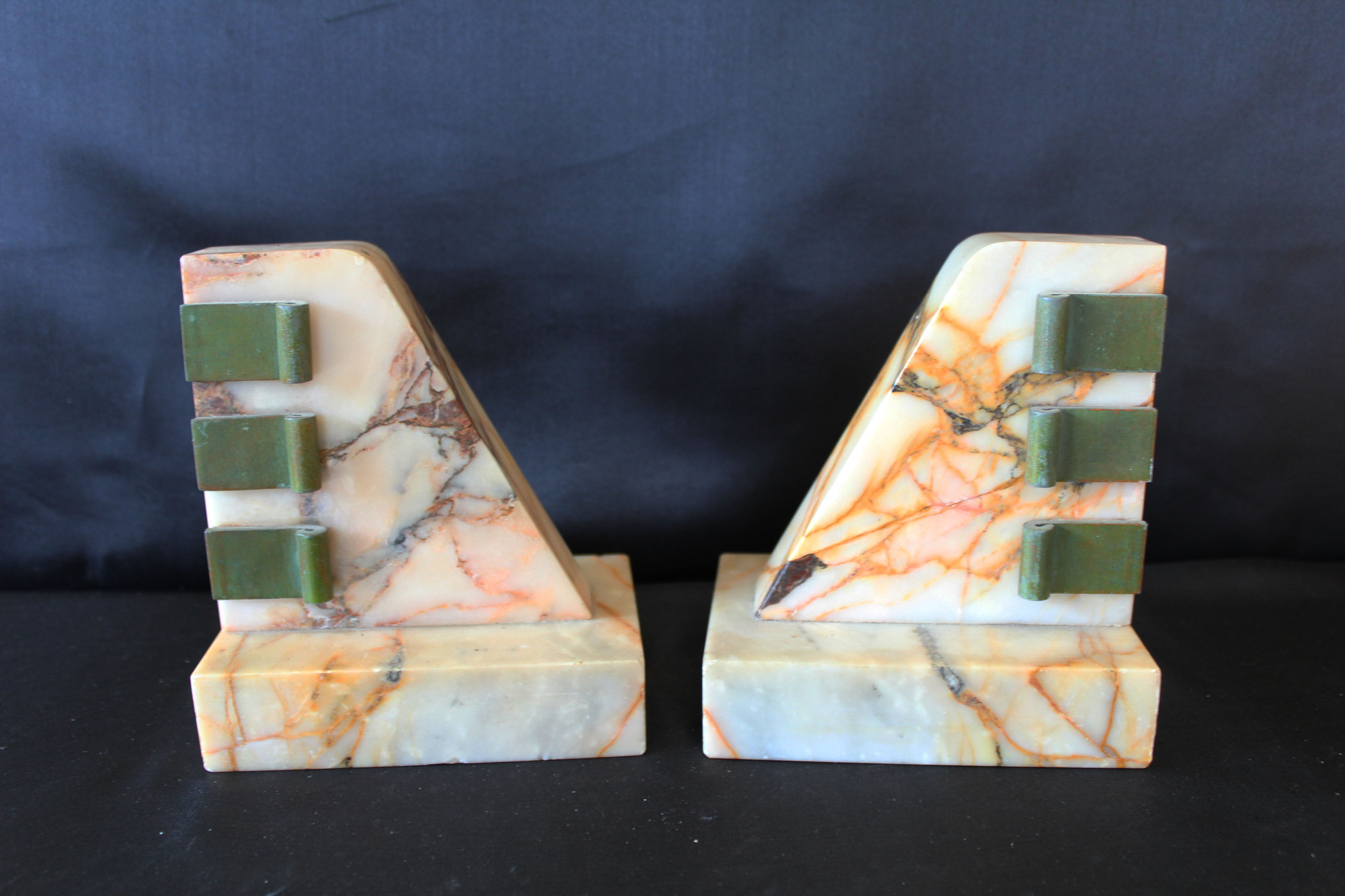 Art Deco marble bookends