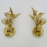 Pair of vintage golden wheat ear wall sconces Maison Masca Florence