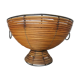 Standing fruit basket in rattan and black lacquered metal 1970