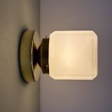 Vintage square globe wall light in white opaline