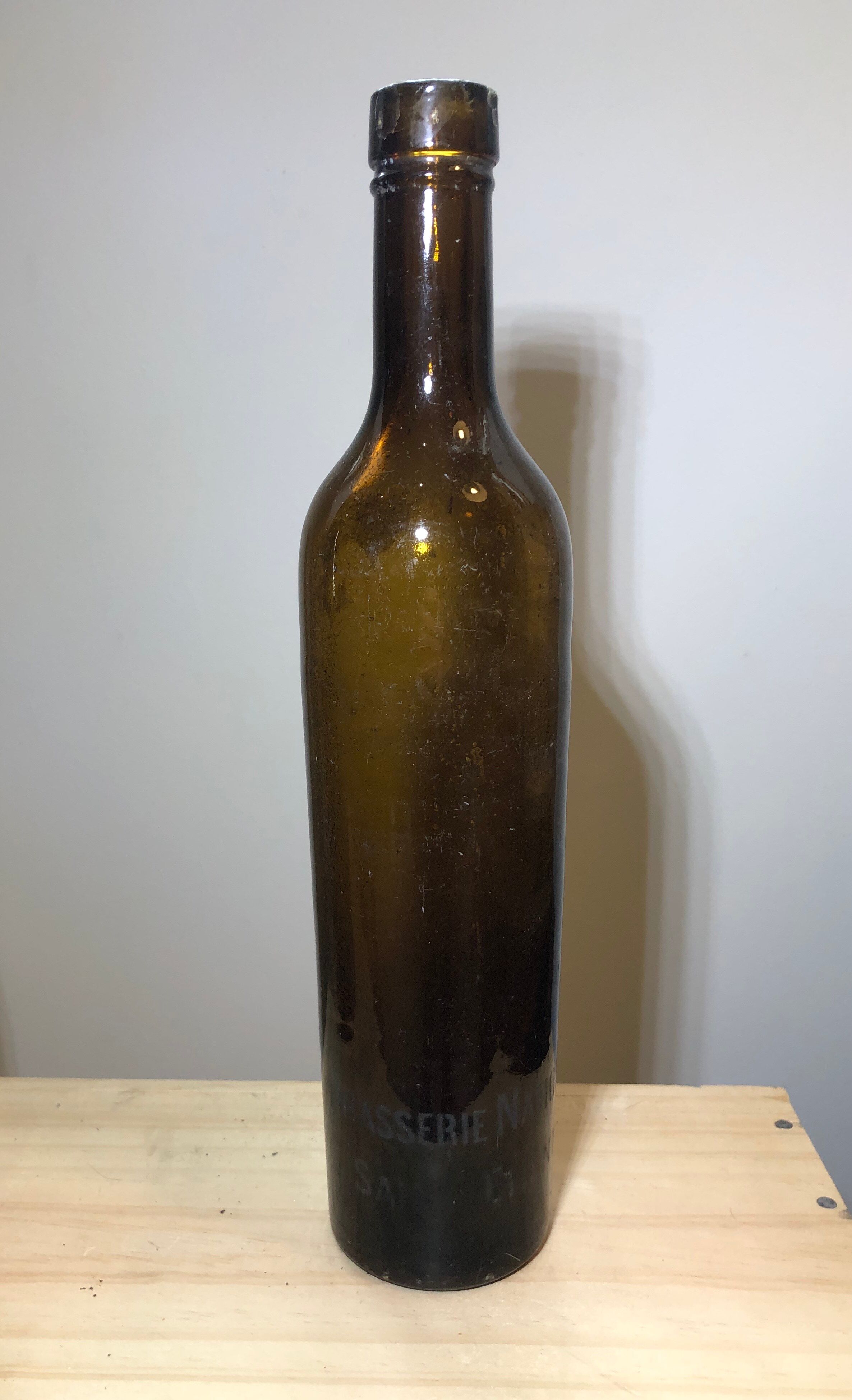 Lot of old blown glass beer bottles with marking