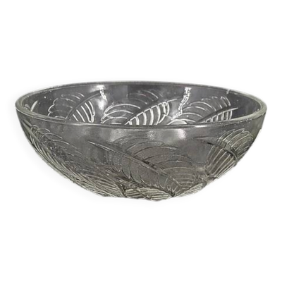 Coupe ''feuilles de chataigner'' en verre Lalique, excellent état, signée