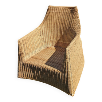 Fauteuil rocking chair en osier et rotin