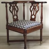 Chaise d'angle géorgienne en acajou sur roulettes, XIXe siècle