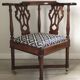 Chaise d'angle géorgienne en acajou sur roulettes, XIXe siècle