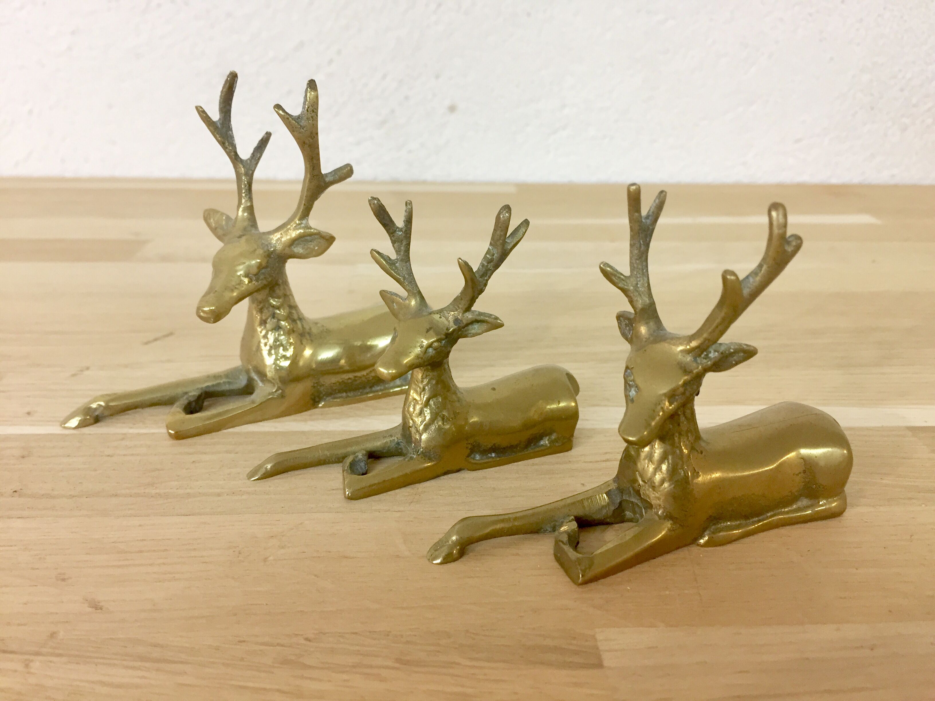 Trio deer brass vintage 1970