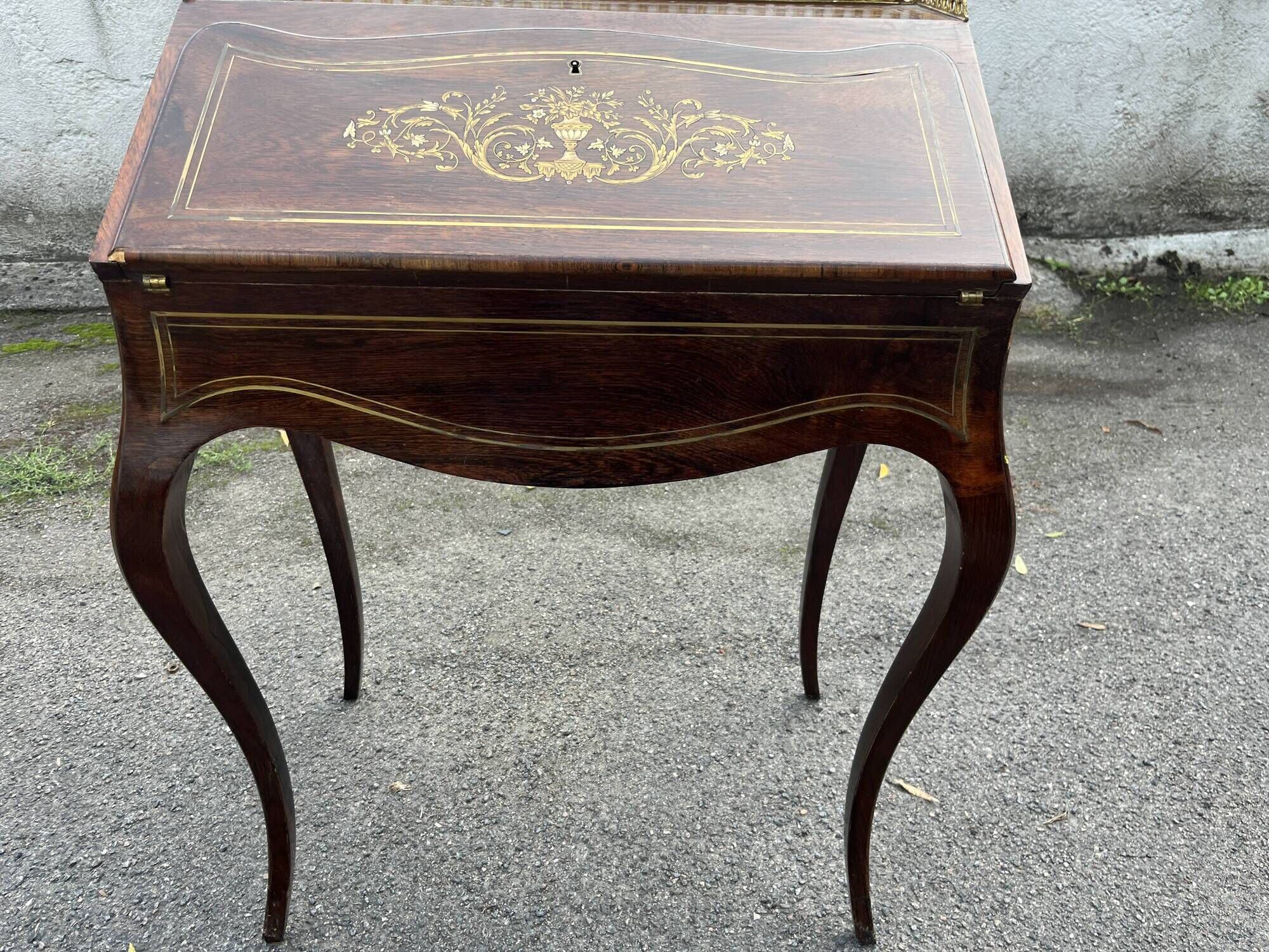Napoleon III secretary desk in rosewood and brass marquetry