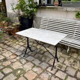 Bistro table in grey marble and black cast iron 100 x 60 cm