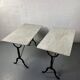 Set of two bistro tables in marble and wrought iron