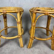 Paire de tabourets en rotin des années 70
