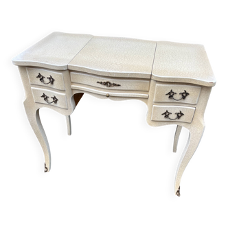 Vintage 1980s dressing table with Venetian mirror. Elegant makeup table.