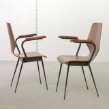 Auping Model Carelle Minimalistic Side / Dining Chairs Teak Wood 1950s