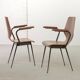Auping Model Carelle Minimalistic Side / Dining Chairs Teak Wood 1950s