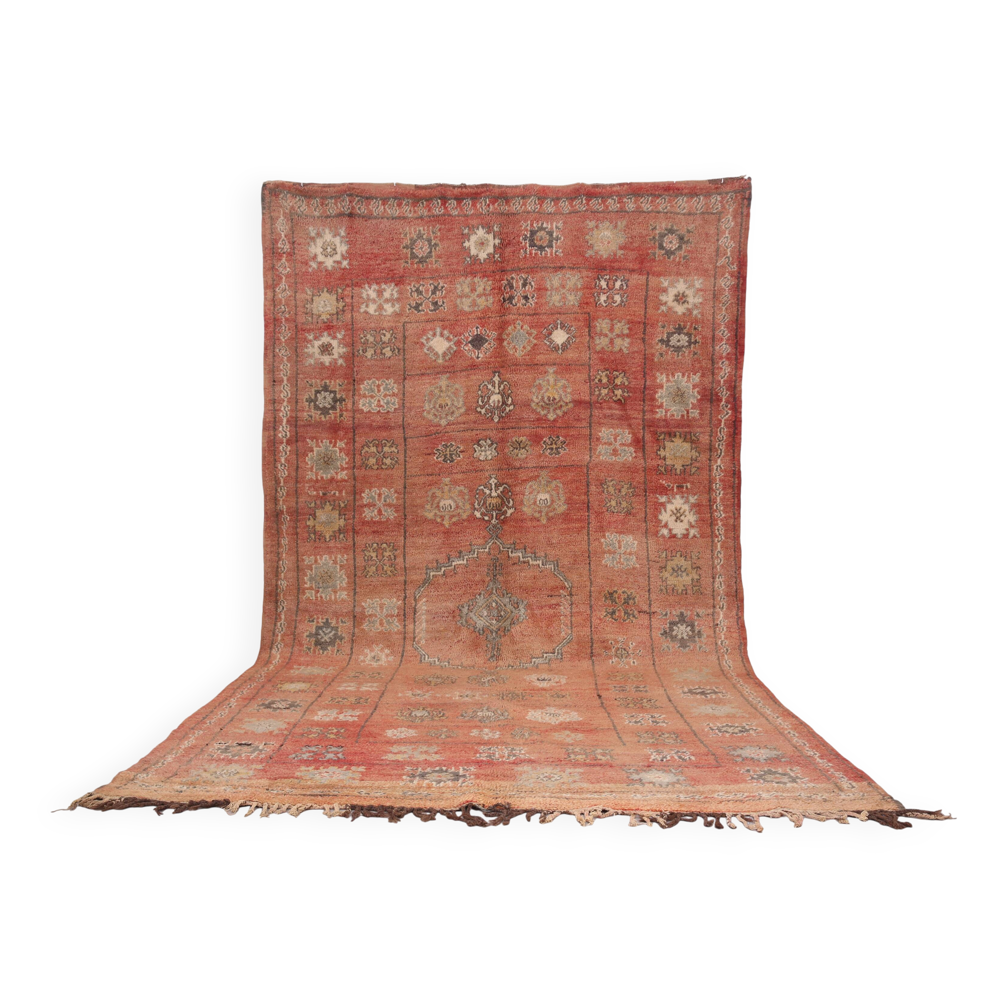 Terracotta Vintage Moroccan Rug 206 x 370 cm - Berber Wool Rug Handmade