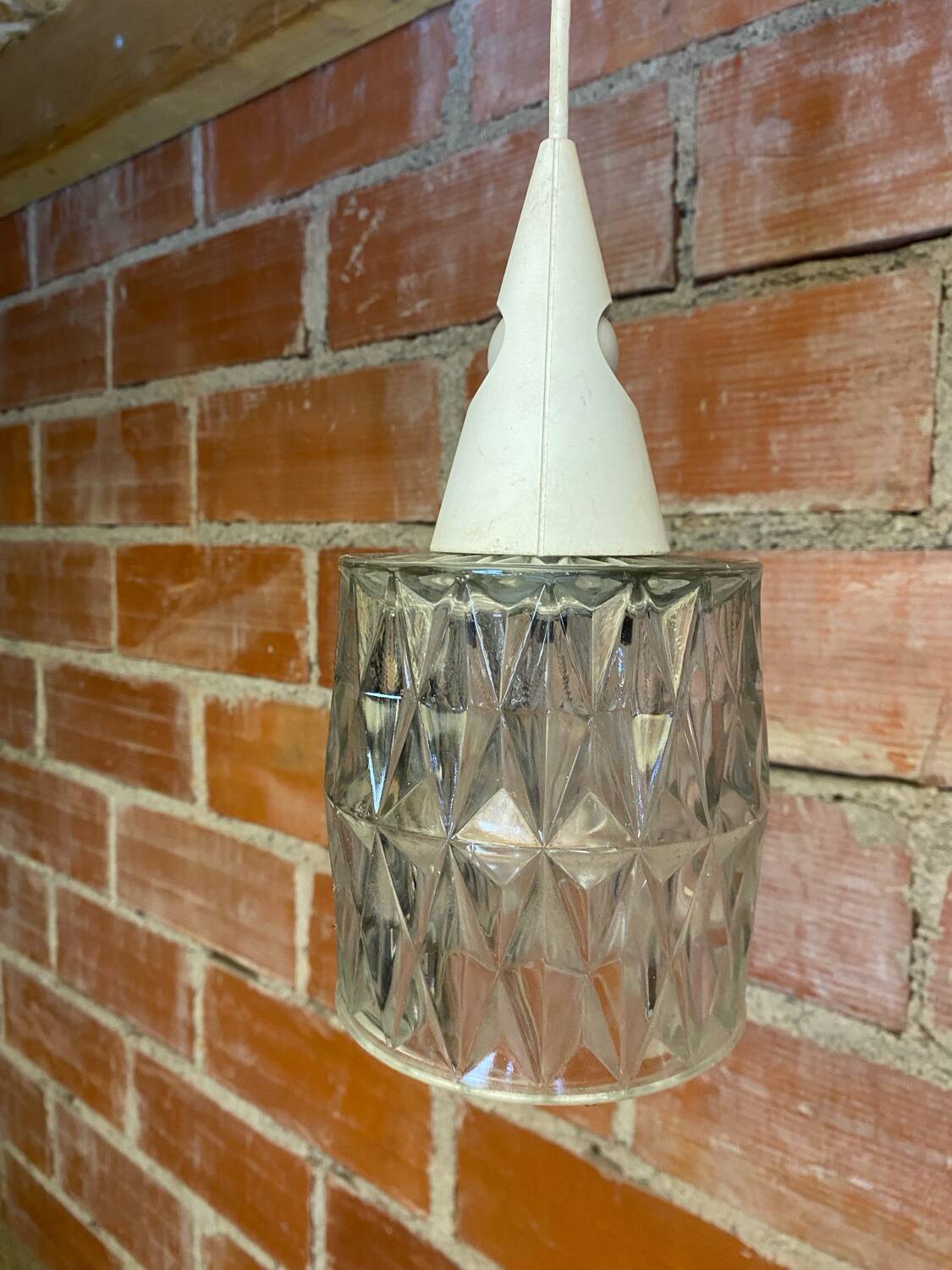 Antique Pendant Light Molded Glass 70s Vintage