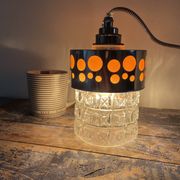 Set of vintage electric chiseled glass lamps