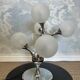 Unique table lamp with a chrome frame and opaque glass globes, 1970s, Space Age, Atomic Age, Sputnik