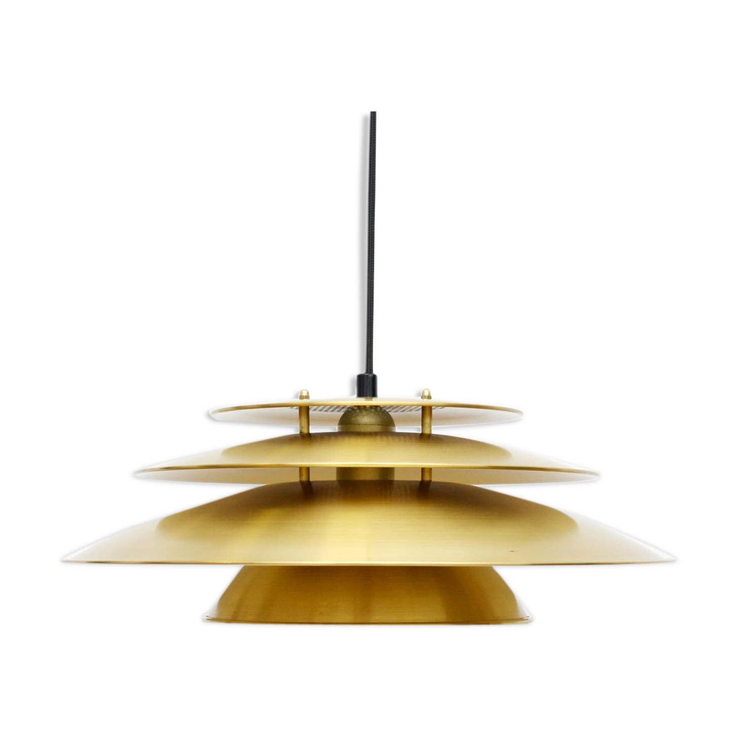 Danish pendant lamp in fully golden brass 60's