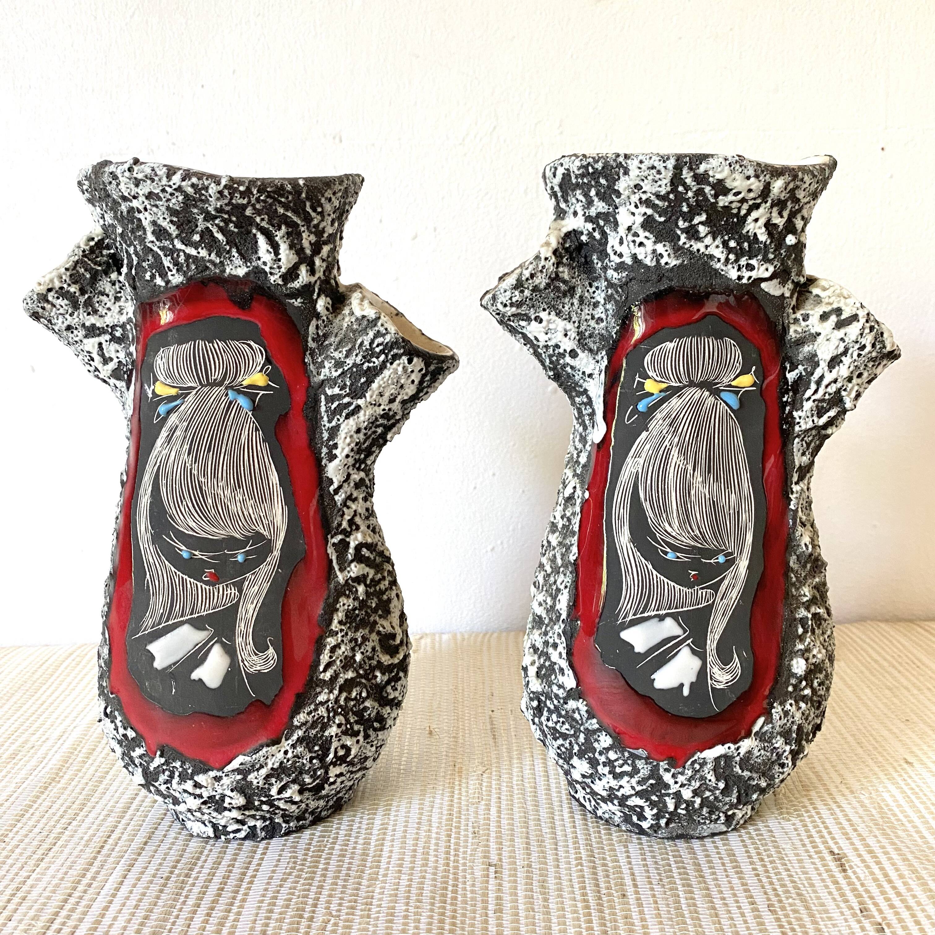 Paire de vases italiens augusto giulianelli 1950