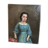Huile sur toile XIXème - Portrait de fillette