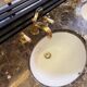 Classic double bathroom cabinet with marble top and gold fittings