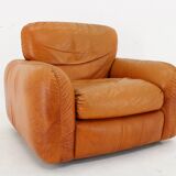 1970s  Cognac Leather Armchair ,Italy