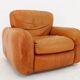 Fauteuil en cuir cognac des années 1970, Italie