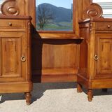 Dressing table with storage, in solid walnut