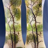 Pair of glass vases decorated with lake landscapes early 20th century LEGRAS