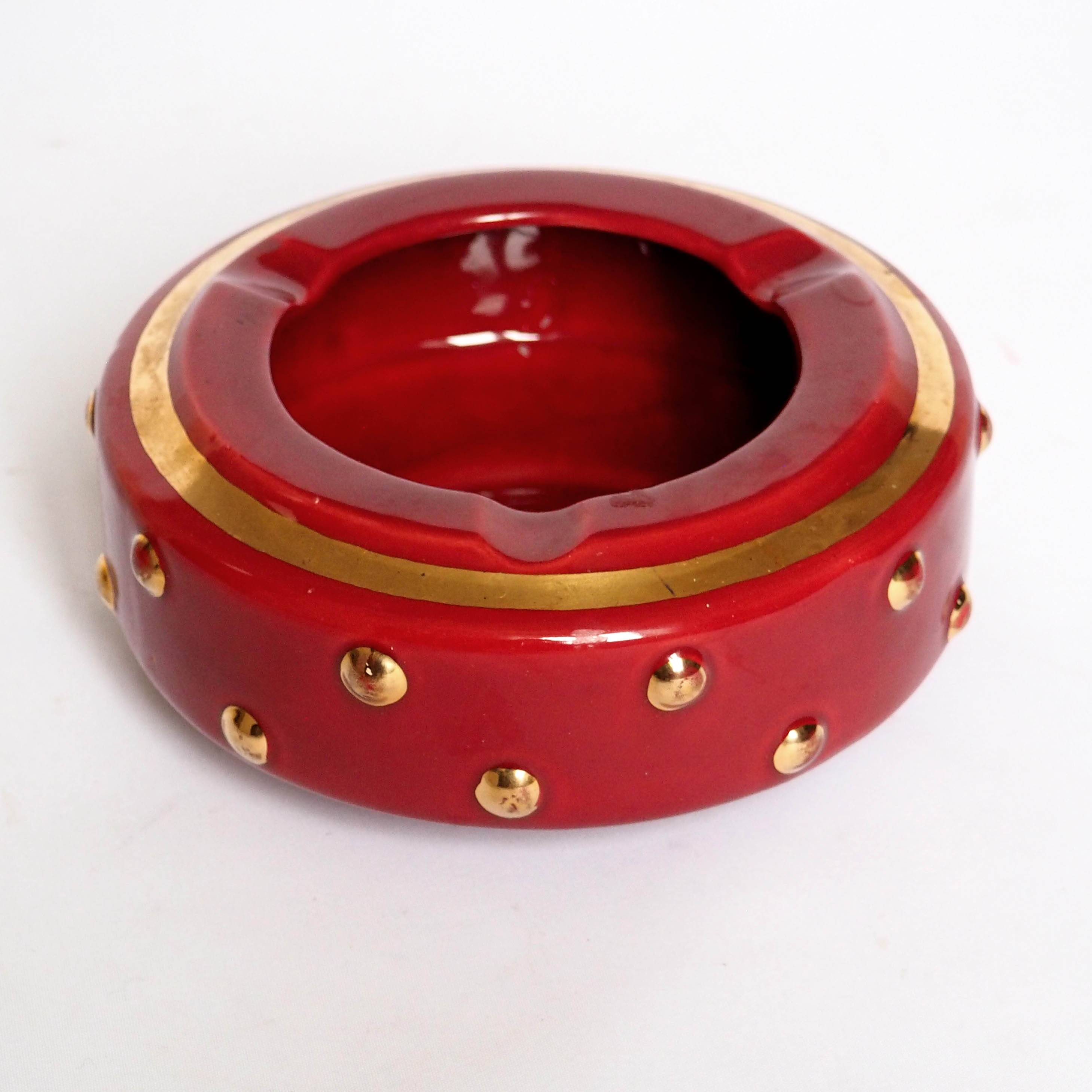 Cendrier céramique et or