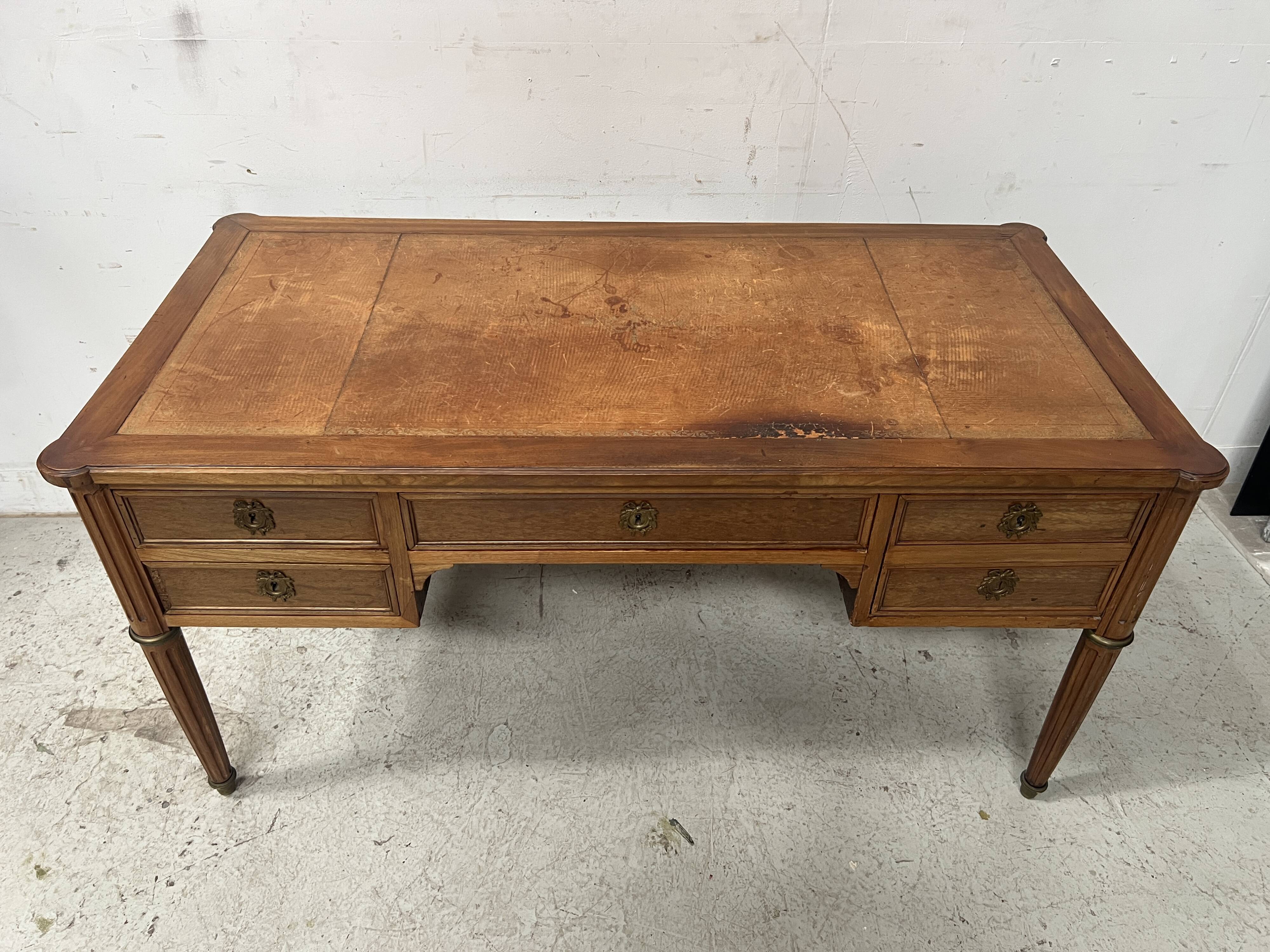 Louis XVI style walnut desk from the late 19th century.