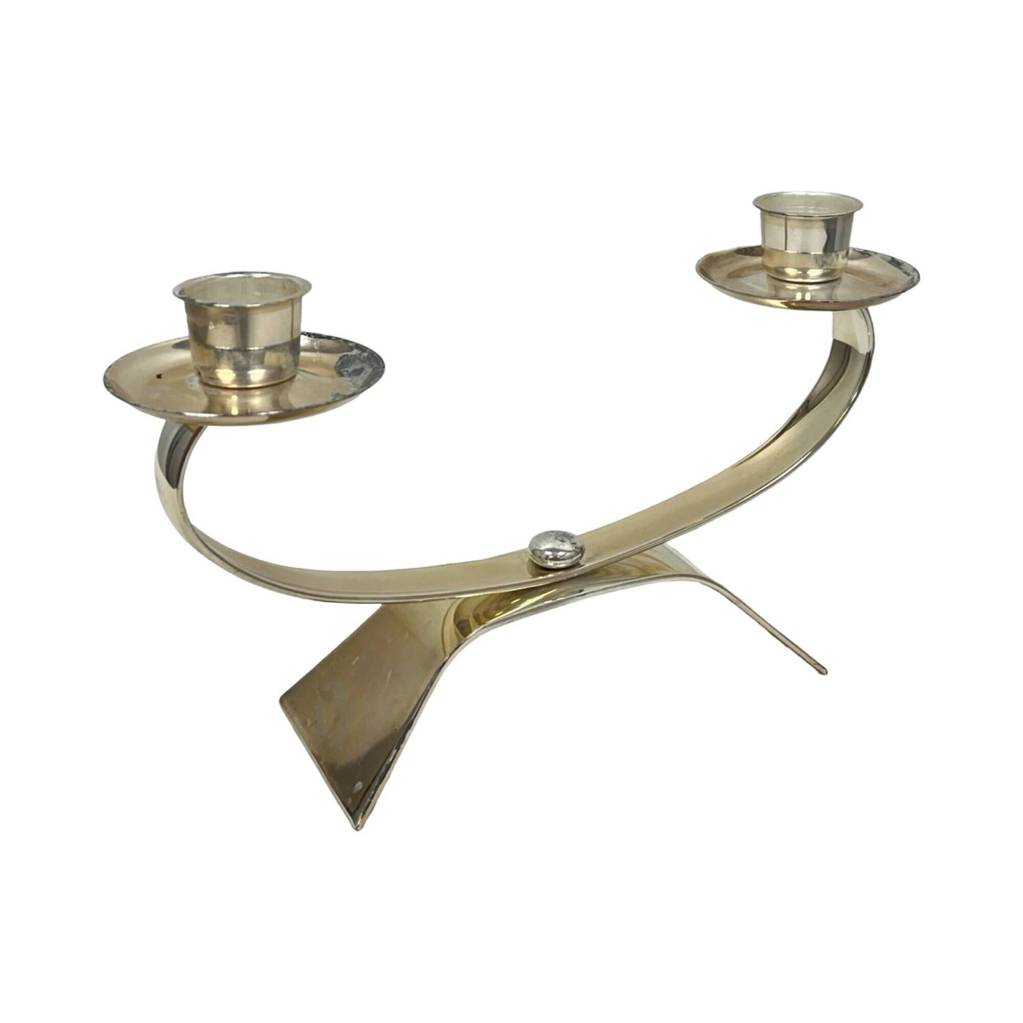 Vintage modernist WMF two-arm candle holder, Radtke model (1958), silver