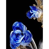 Venetian Blue and Gold Flowers Glass Chandelier