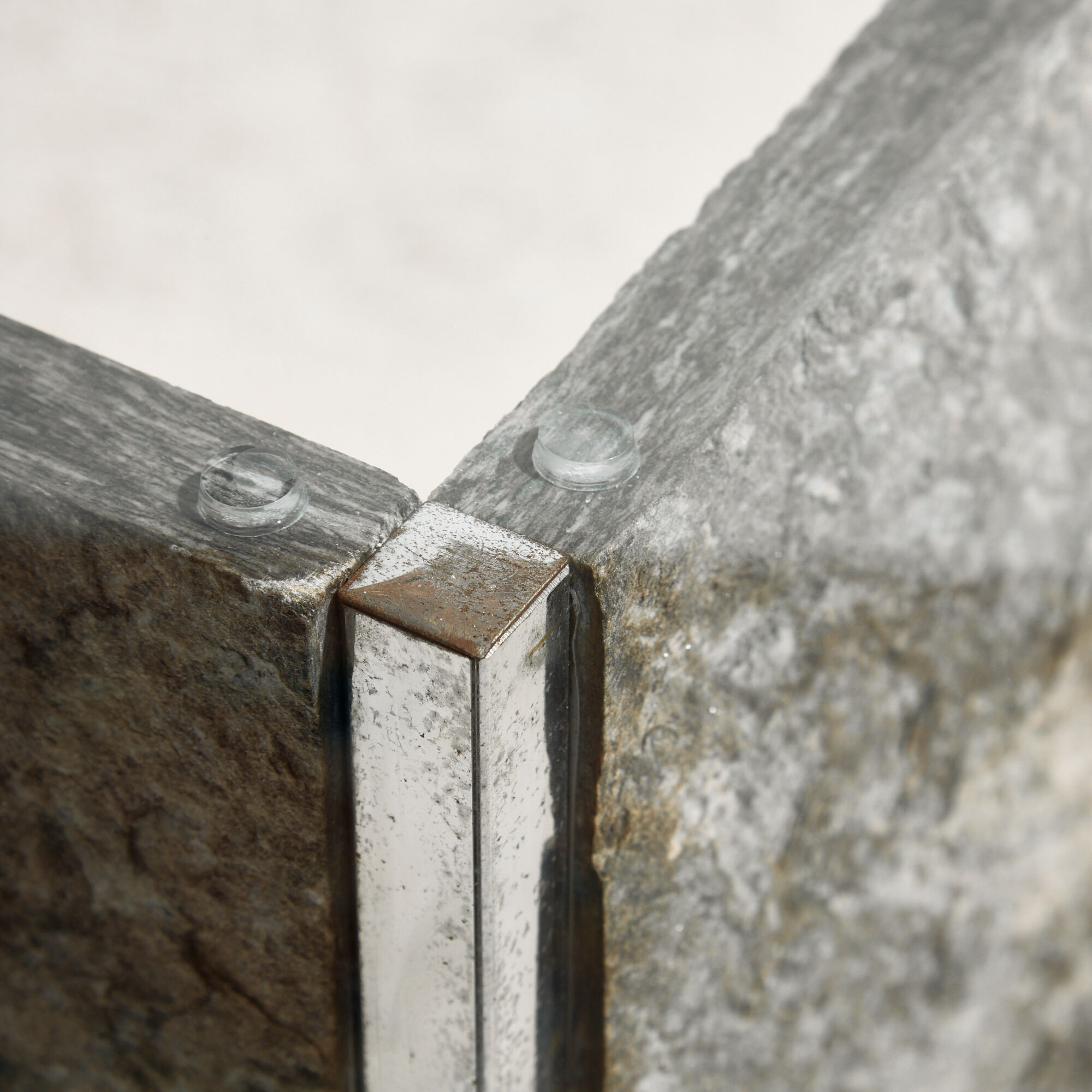 Glass and slate stone console
