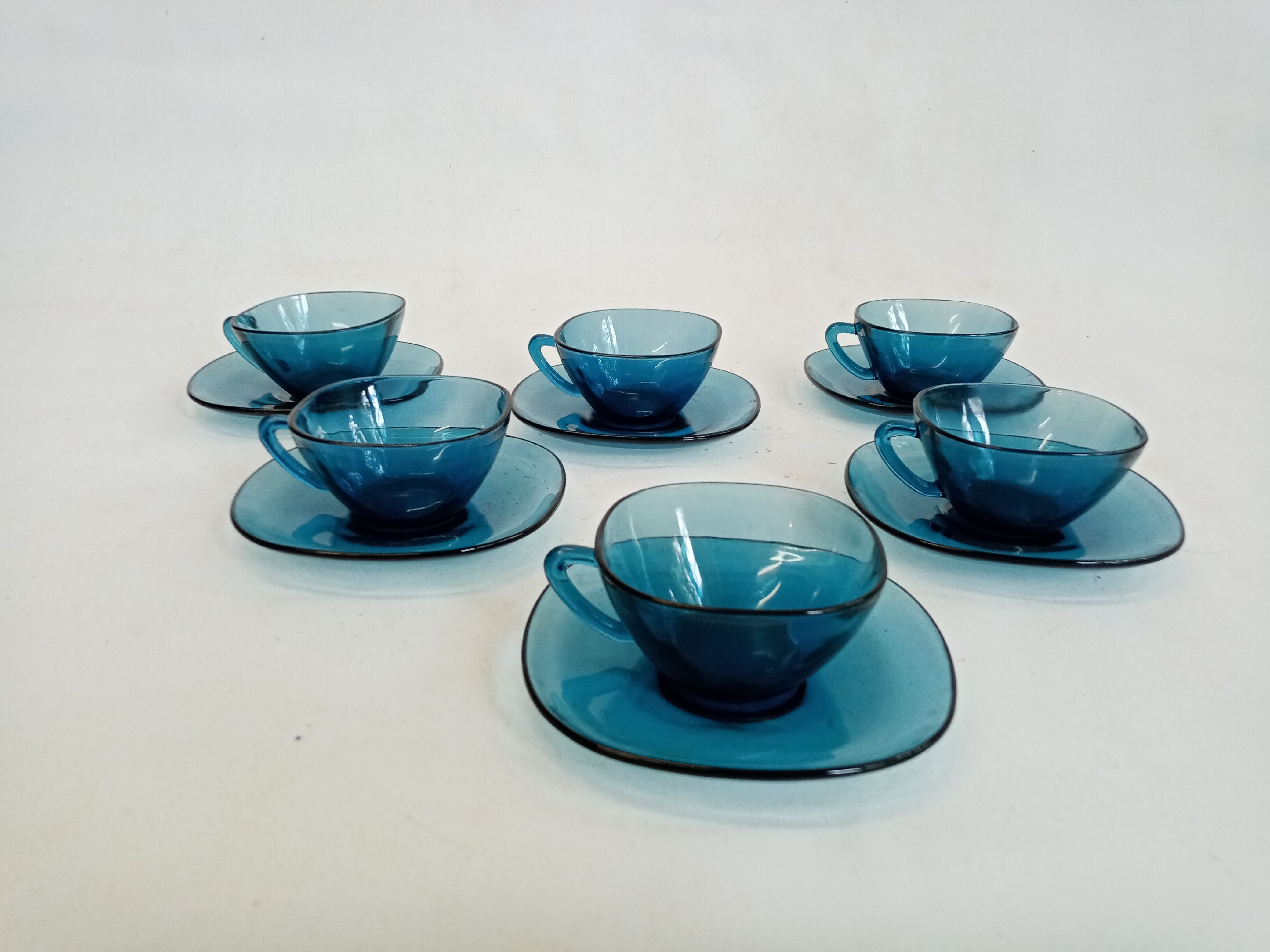 Arcopal Blue Coffee Set 6 Cups and Under Cups