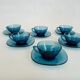 Arcopal Blue Coffee Set 6 Cups and Under Cups