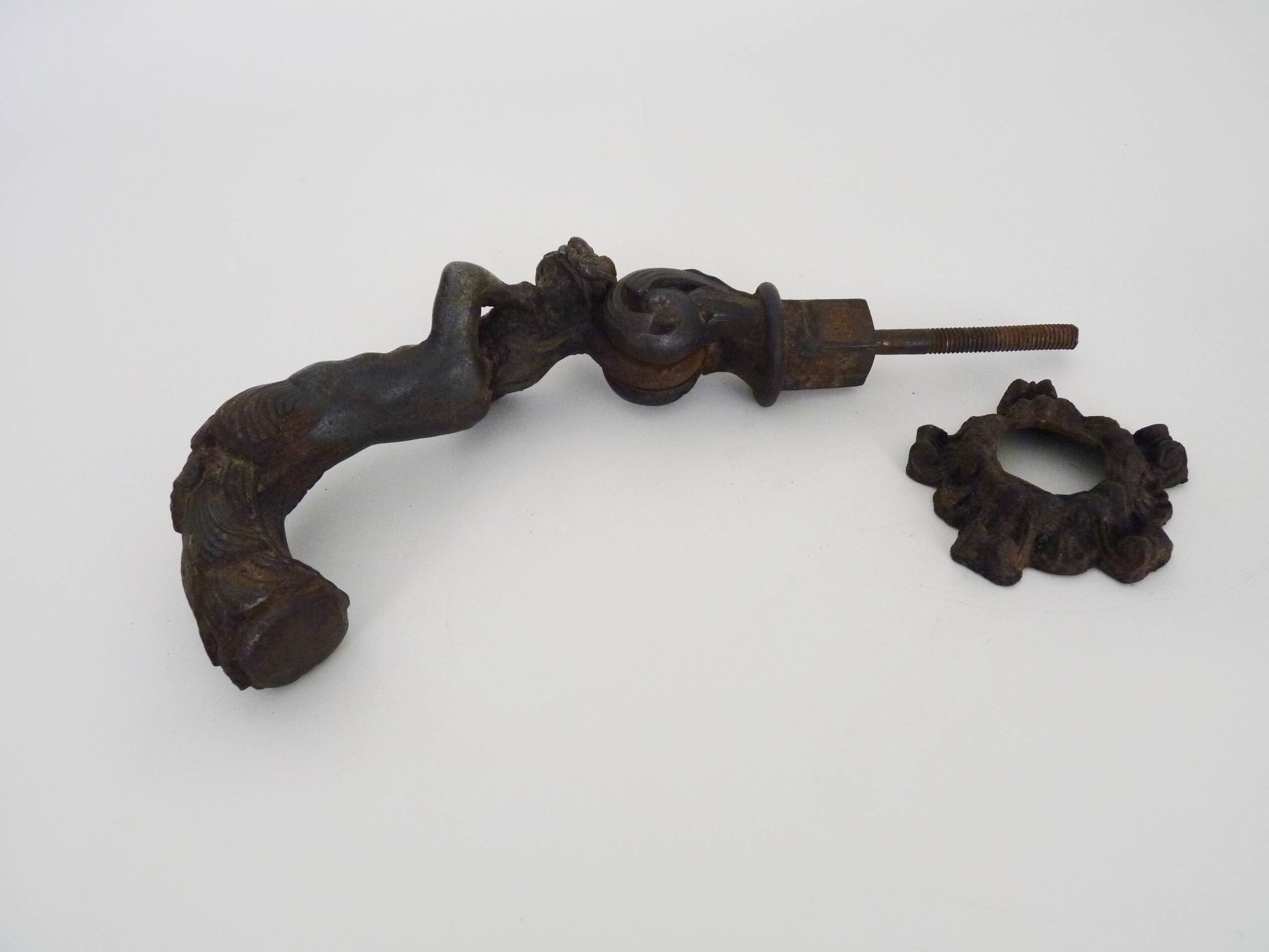 Old cast iron Cherub angel door knocker, 19th century
