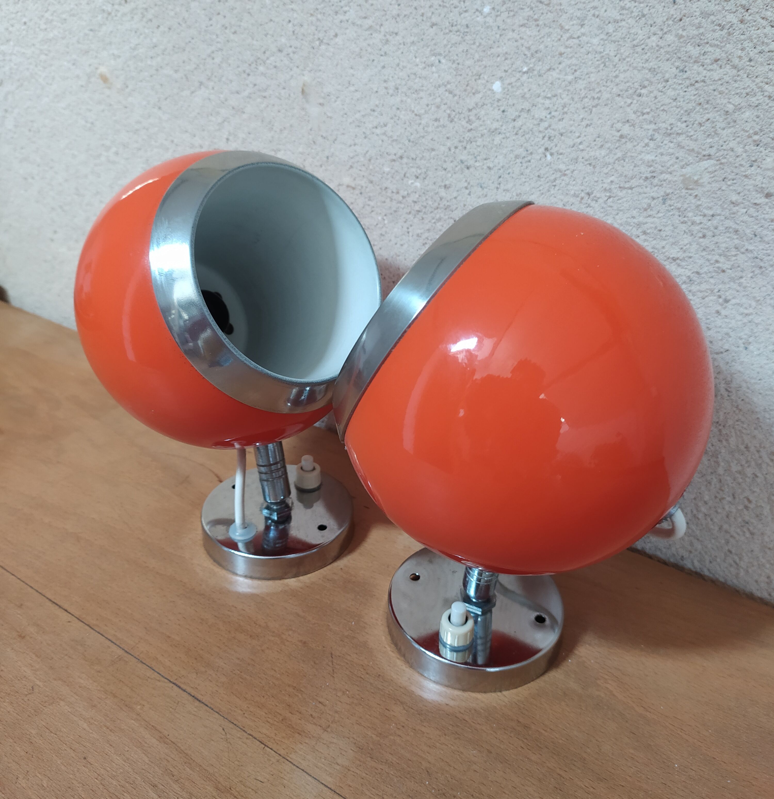 Paire d'appliques eyeball orange