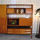 Mid-century living room furniture in ash wood with suspended parts