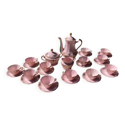 Magnifique service à café art déco porcelaine rose pastel
