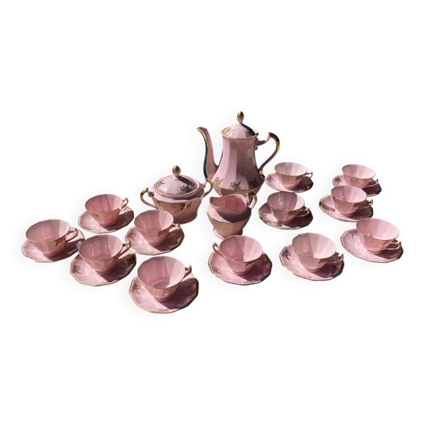 Magnifique service à café art déco porcelaine rose pastel