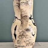 Enamelled ceramic pitcher with rock decoration