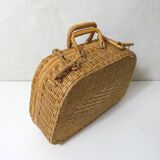 small vintage rattan suitcase